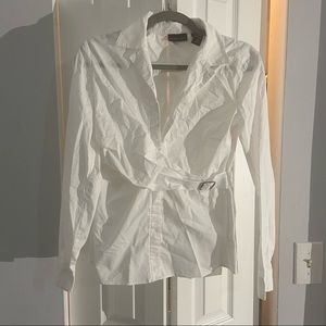 White collar button up blouse women